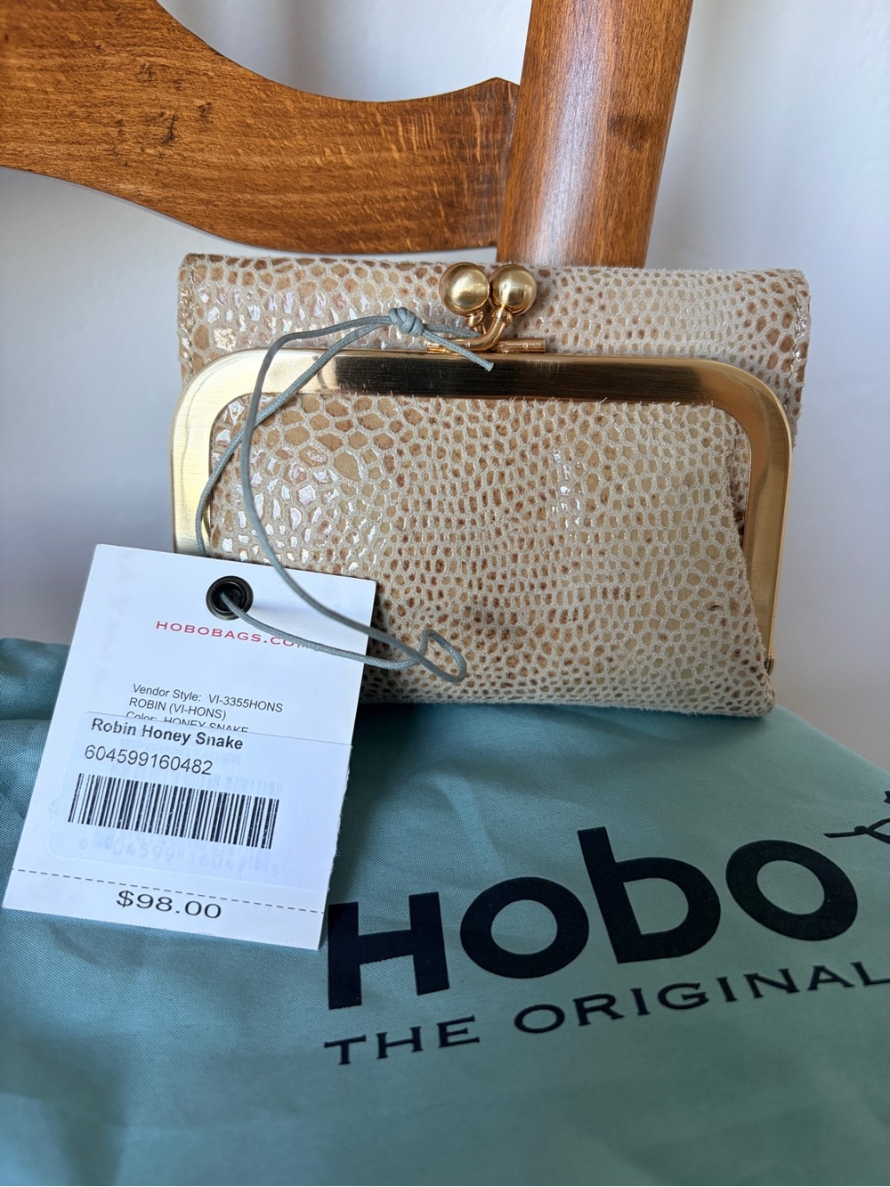 HOBO Robin Honey Snake Compact Wallet New